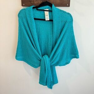 Chicos Lightweight Knit Wrap‎ in Azul Isle Teal L/XL